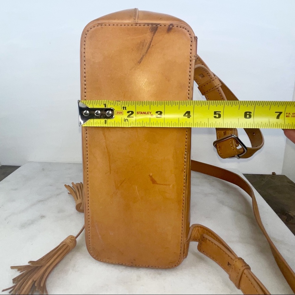Loeffler Randall Camel Brown Leather Perforated Tassel Backpack - Picture 12 of 15